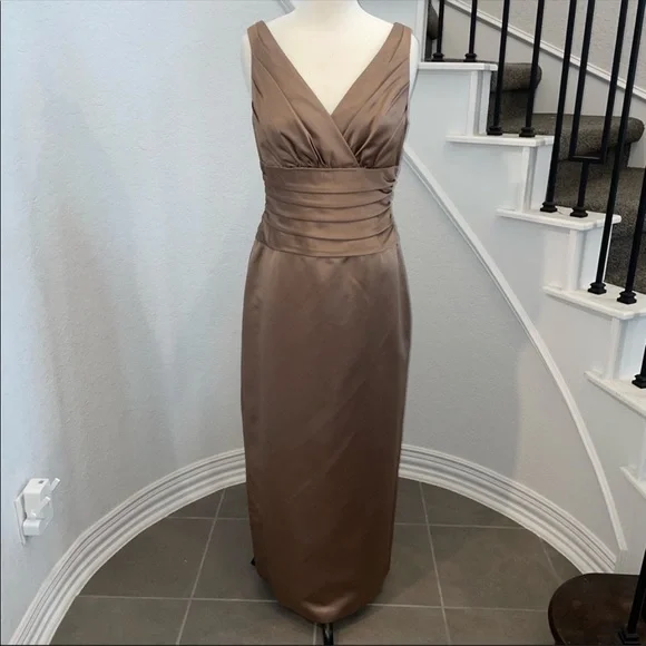 david's bridal satin dress Davids Bridal Off-the-Shoulder Satin A-Line Dress in Desert Coral, Size 6